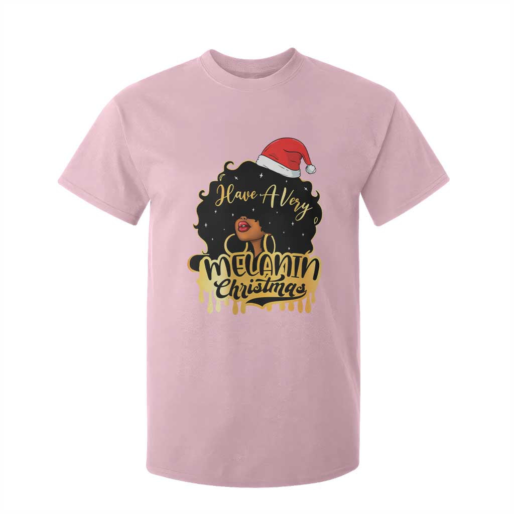 Have A Melanin Christmas African American Santa Girl T Shirt For Kid