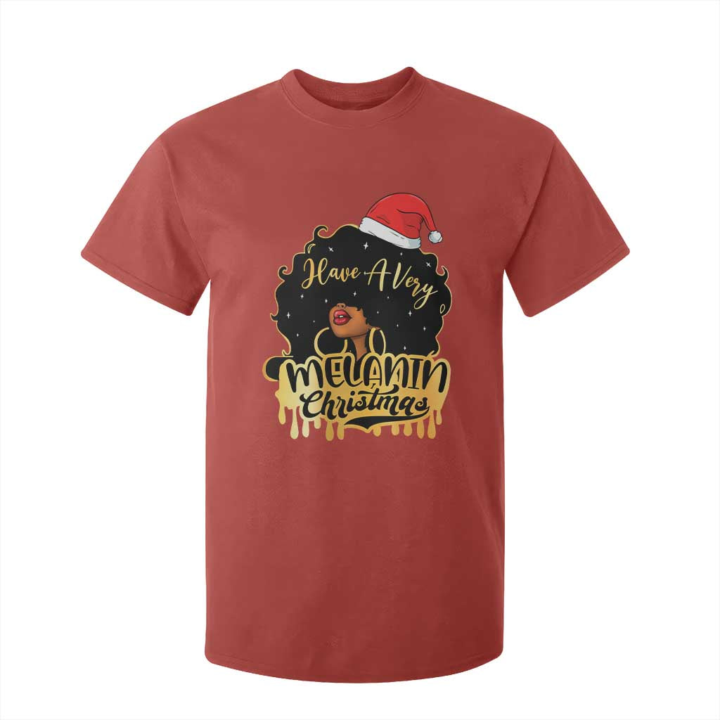 Have A Melanin Christmas African American Santa Girl T Shirt For Kid