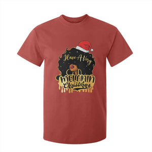 Have A Melanin Christmas African American Santa Girl T Shirt For Kid