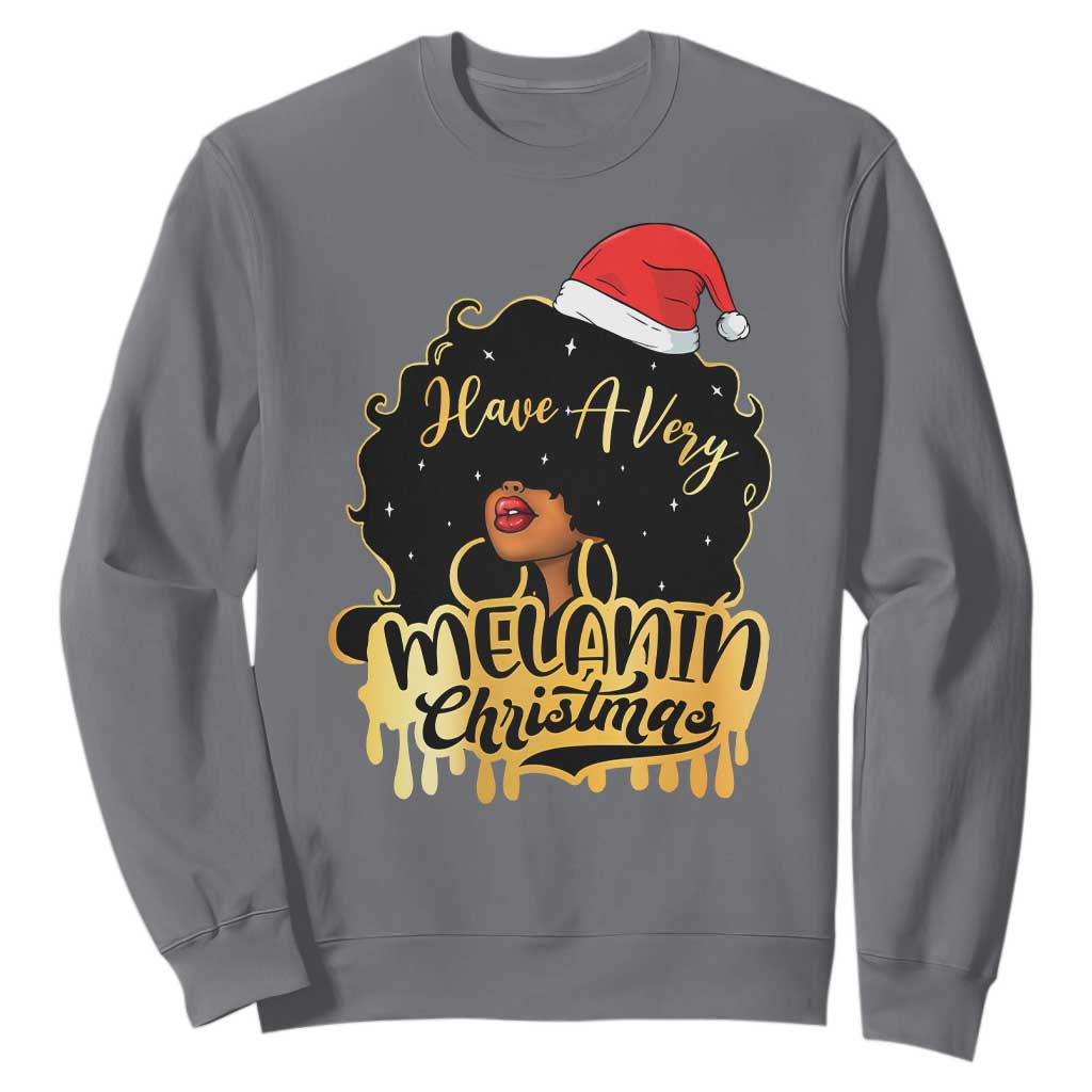 Have A Melanin Christmas African American Santa Girl Sweatshirt