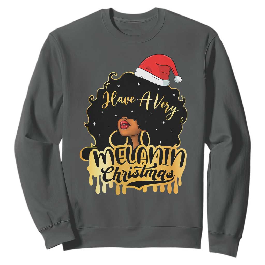 Have A Melanin Christmas African American Santa Girl Sweatshirt