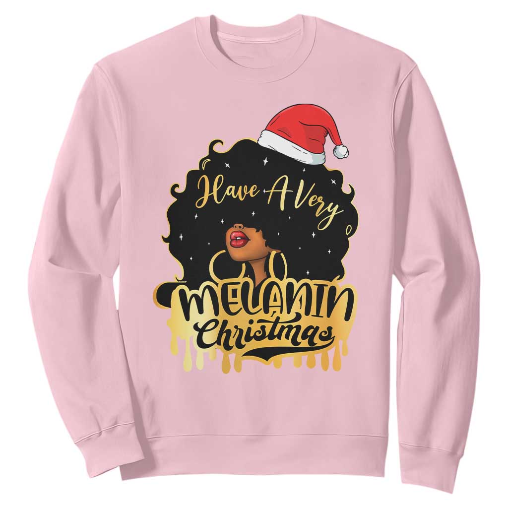 Have A Melanin Christmas African American Santa Girl Sweatshirt