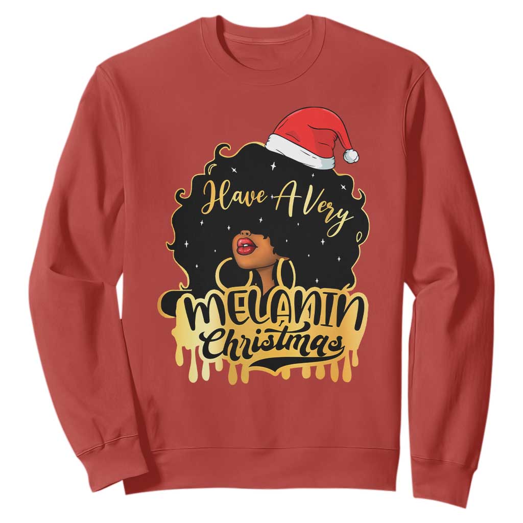 Have A Melanin Christmas African American Santa Girl Sweatshirt