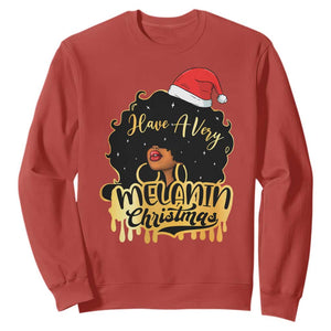 Have A Melanin Christmas African American Santa Girl Sweatshirt