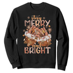 Funny African American Christmas Sweatshirt Stay Merry And Bright Black Melanin Girl Nails