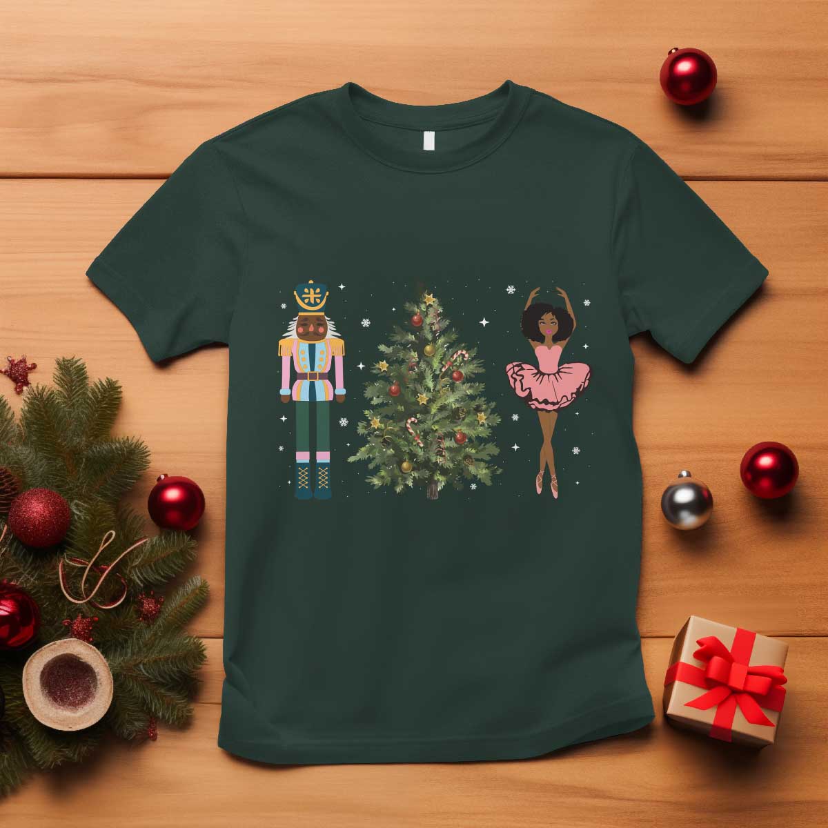 Funny Black Ballerina Afro Nutcracker African American Christmas T Shirt