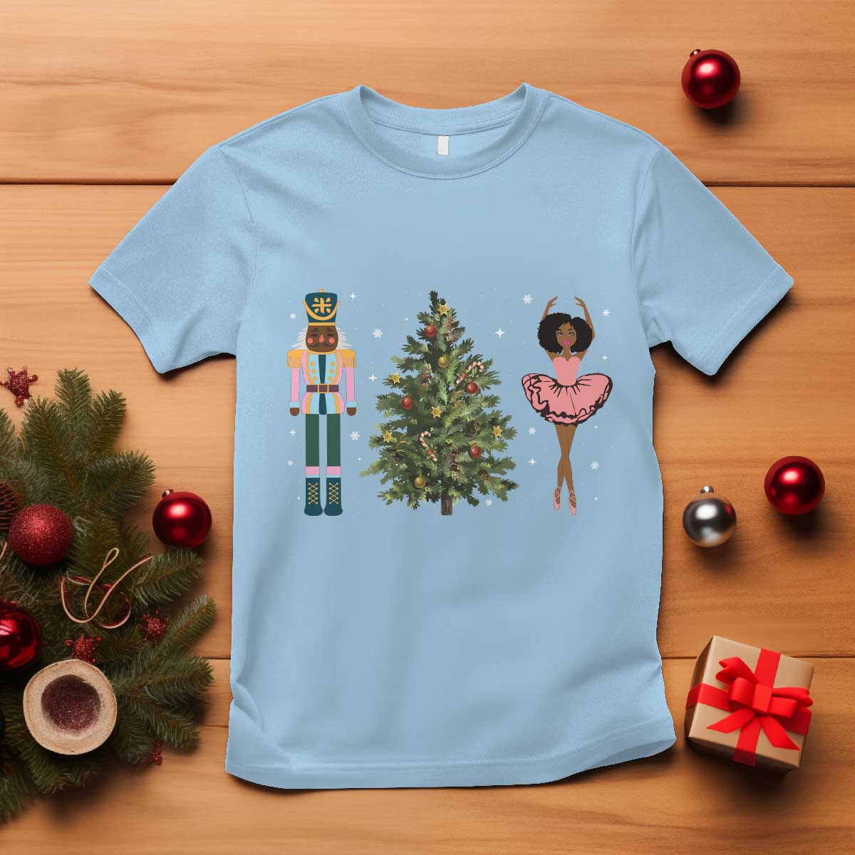 Funny Black Ballerina Afro Nutcracker African American Christmas T Shirt