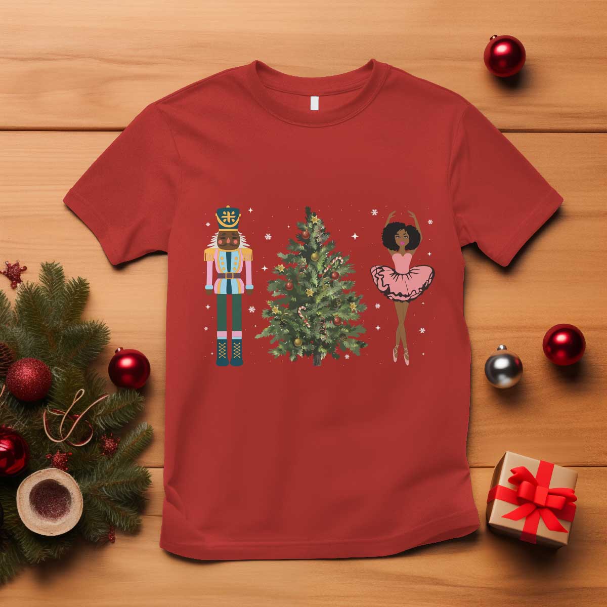 Funny Black Ballerina Afro Nutcracker African American Christmas T Shirt