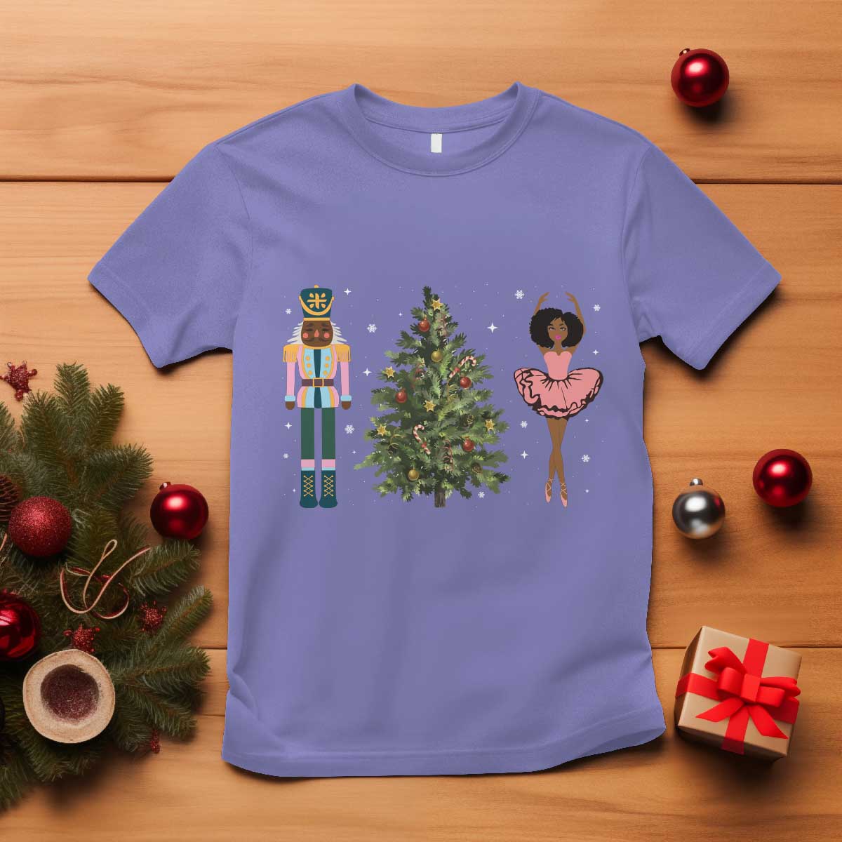 Funny Black Ballerina Afro Nutcracker African American Christmas T Shirt
