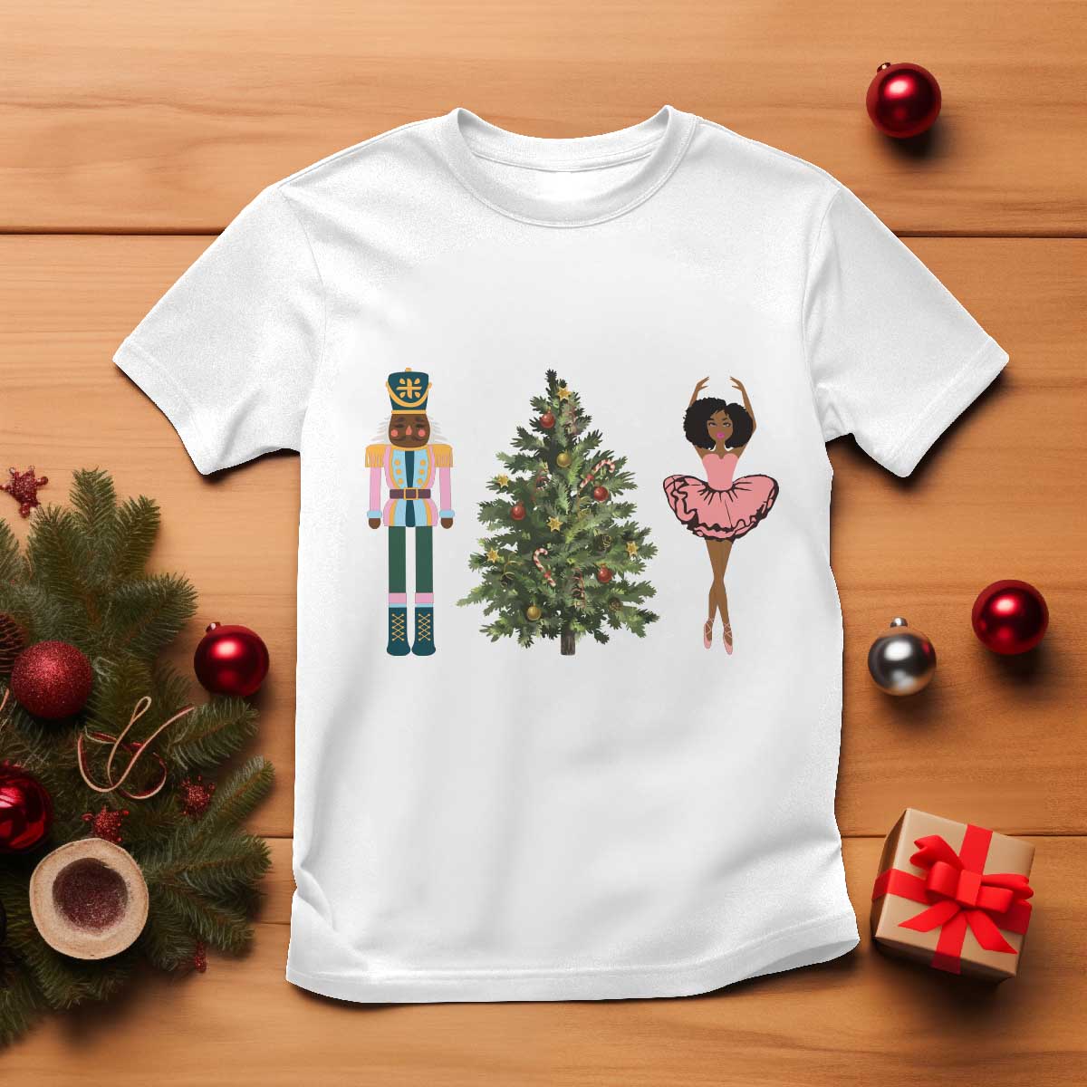 Funny Black Ballerina Afro Nutcracker African American Christmas T Shirt