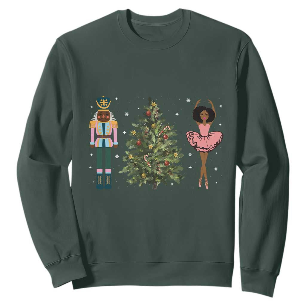 Funny Black Ballerina Afro Nutcracker African American Christmas Sweatshirt