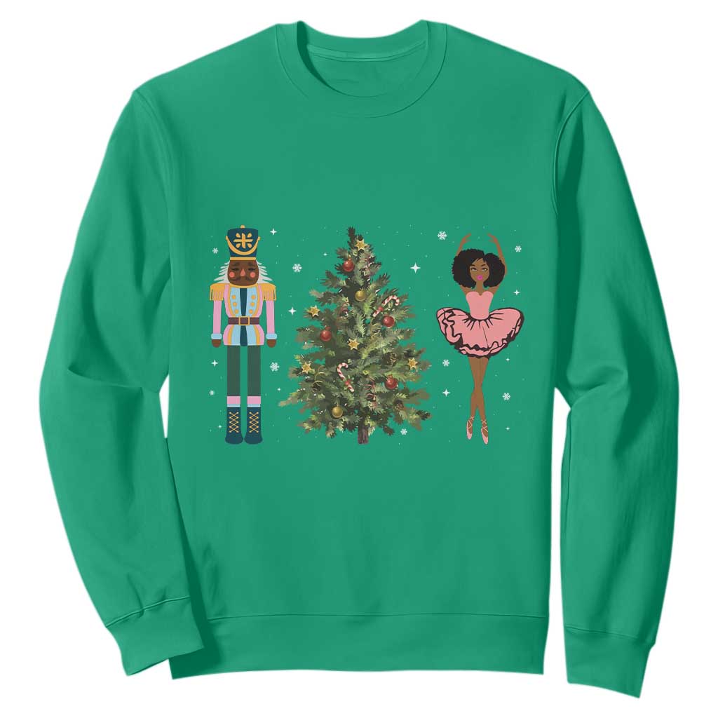 Funny Black Ballerina Afro Nutcracker African American Christmas Sweatshirt
