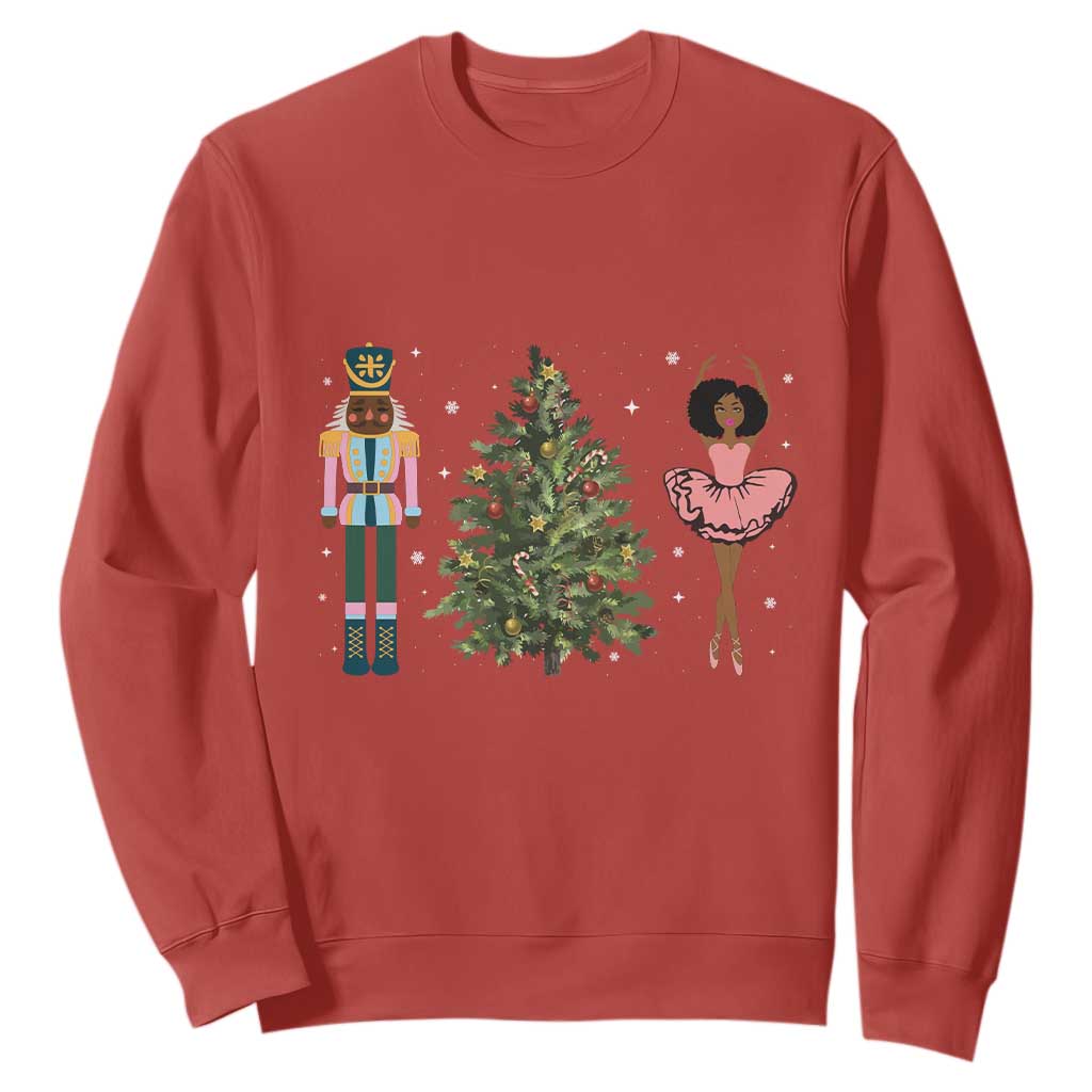 Funny Black Ballerina Afro Nutcracker African American Christmas Sweatshirt