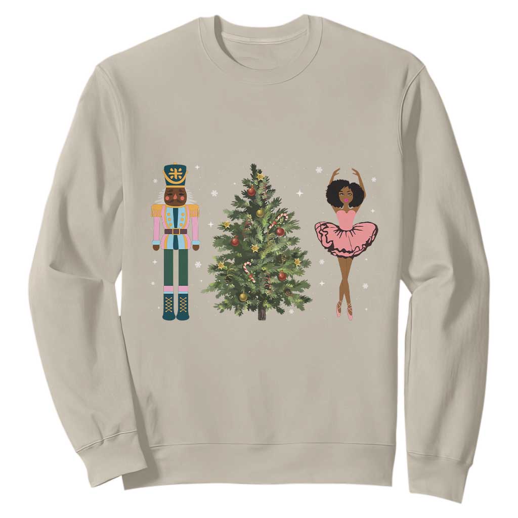 Funny Black Ballerina Afro Nutcracker African American Christmas Sweatshirt