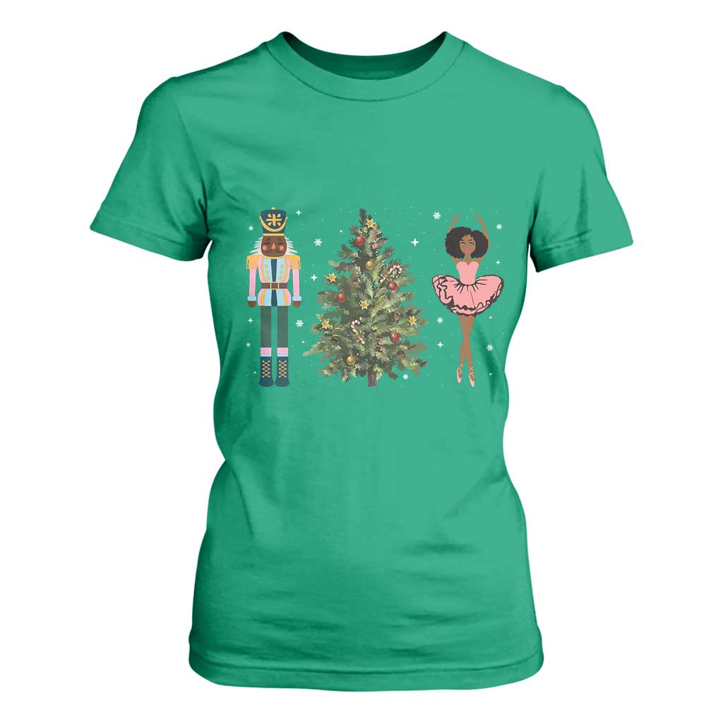 Funny Black Ballerina Afro Nutcracker African American Christmas T Shirt For Women