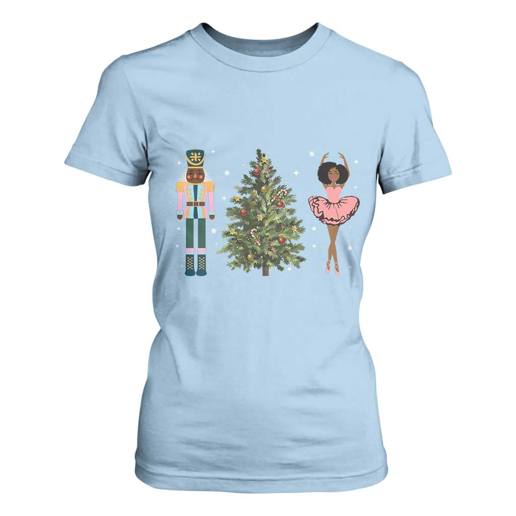 Funny Black Ballerina Afro Nutcracker African American Christmas T Shirt For Women