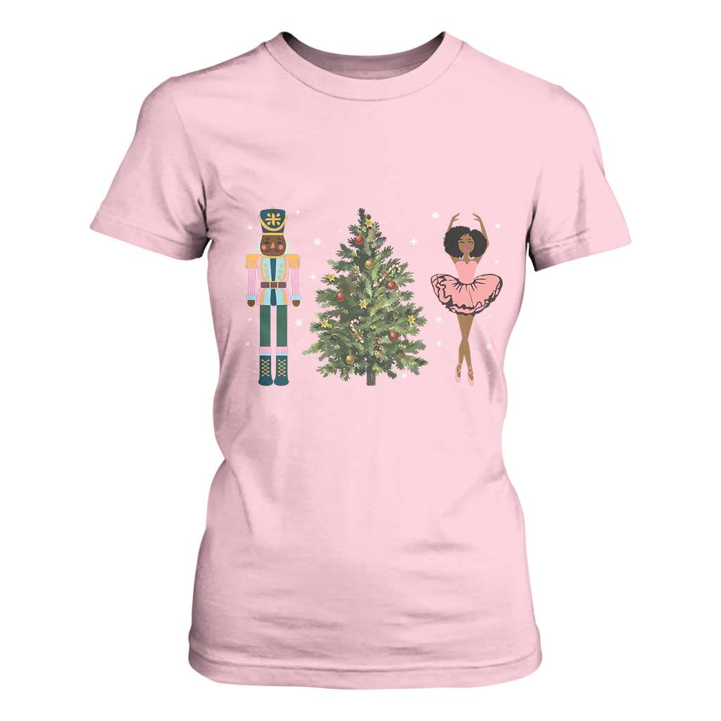 Funny Black Ballerina Afro Nutcracker African American Christmas T Shirt For Women