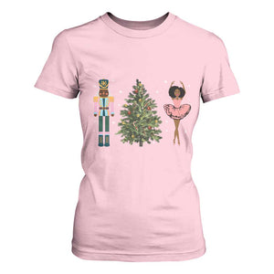 Funny Black Ballerina Afro Nutcracker African American Christmas T Shirt For Women