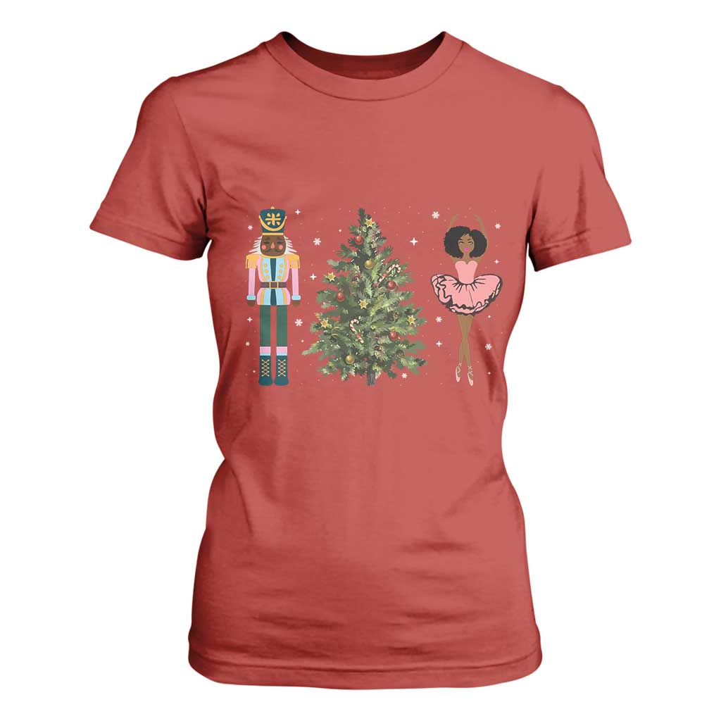Funny Black Ballerina Afro Nutcracker African American Christmas T Shirt For Women