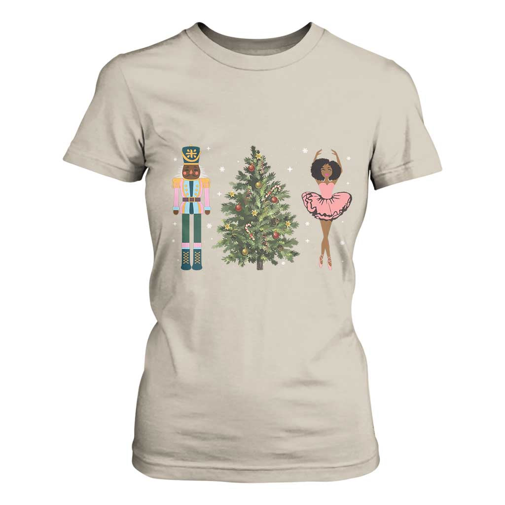 Funny Black Ballerina Afro Nutcracker African American Christmas T Shirt For Women