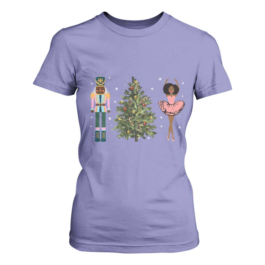 Funny Black Ballerina Afro Nutcracker African American Christmas T Shirt For Women