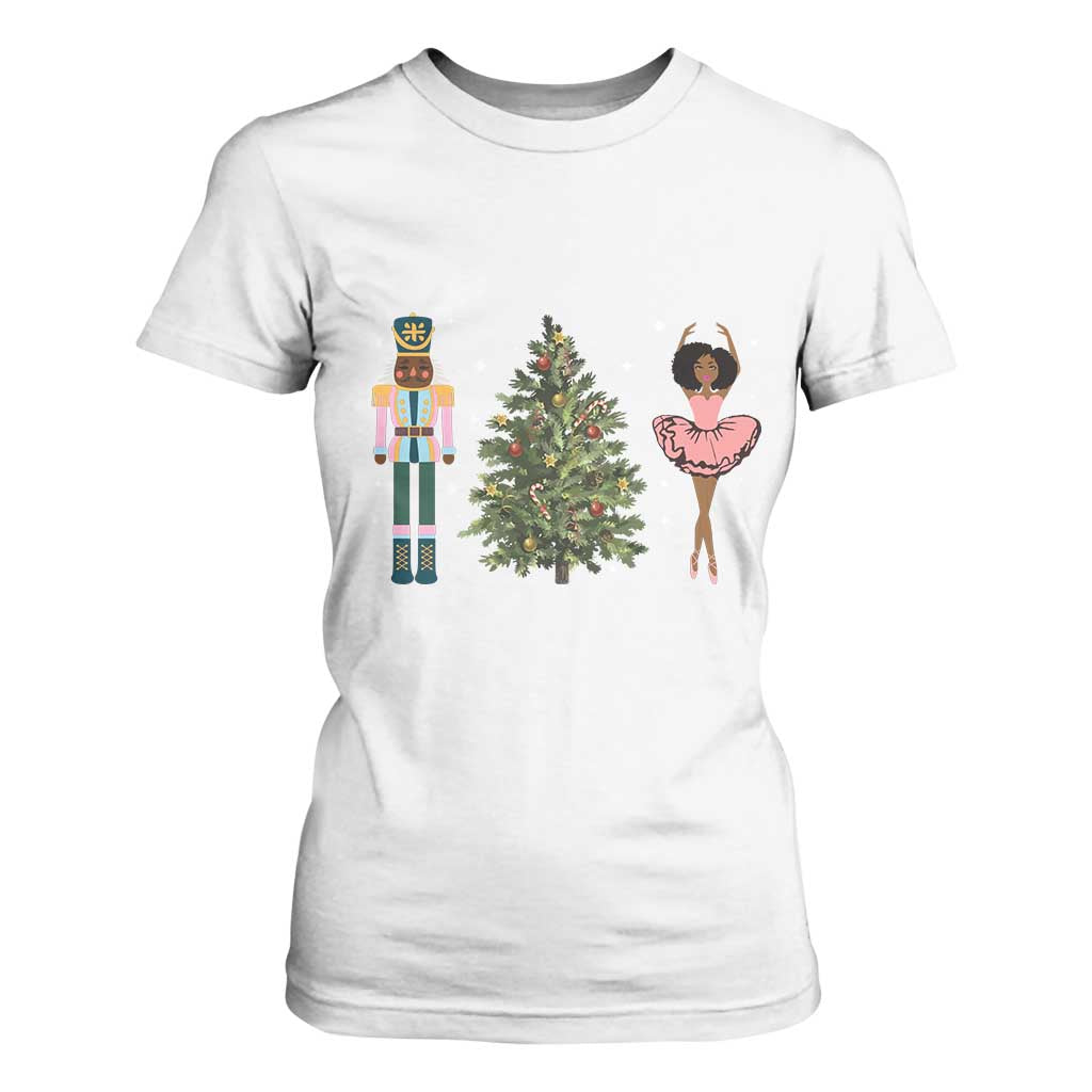 Funny Black Ballerina Afro Nutcracker African American Christmas T Shirt For Women