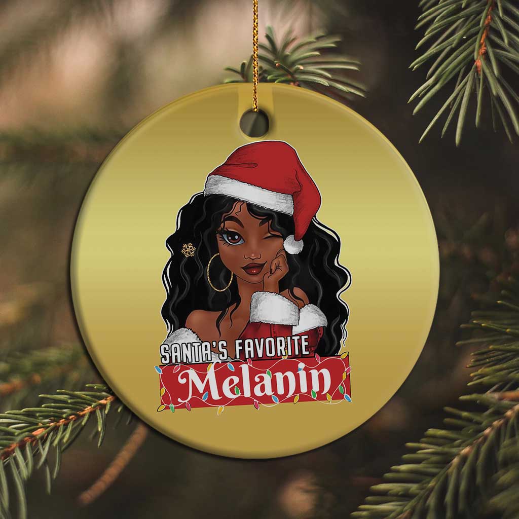 Xmas African American Christmas Ornament Santa's Favorite Melanin Black Santa Girl