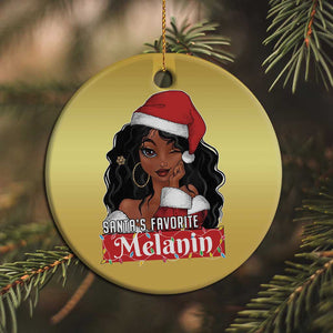 Xmas African American Christmas Ornament Santa's Favorite Melanin Black Santa Girl