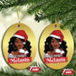Xmas African American Christmas Ornament Santa's Favorite Melanin Black Santa Girl