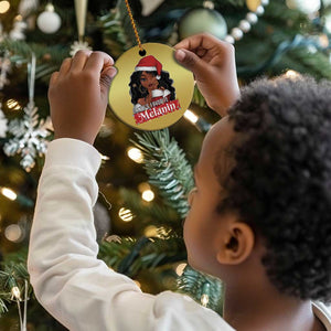 Xmas African American Christmas Ornament Santa's Favorite Melanin Black Santa Girl