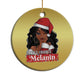 Xmas African American Christmas Ornament Santa's Favorite Melanin Black Santa Girl