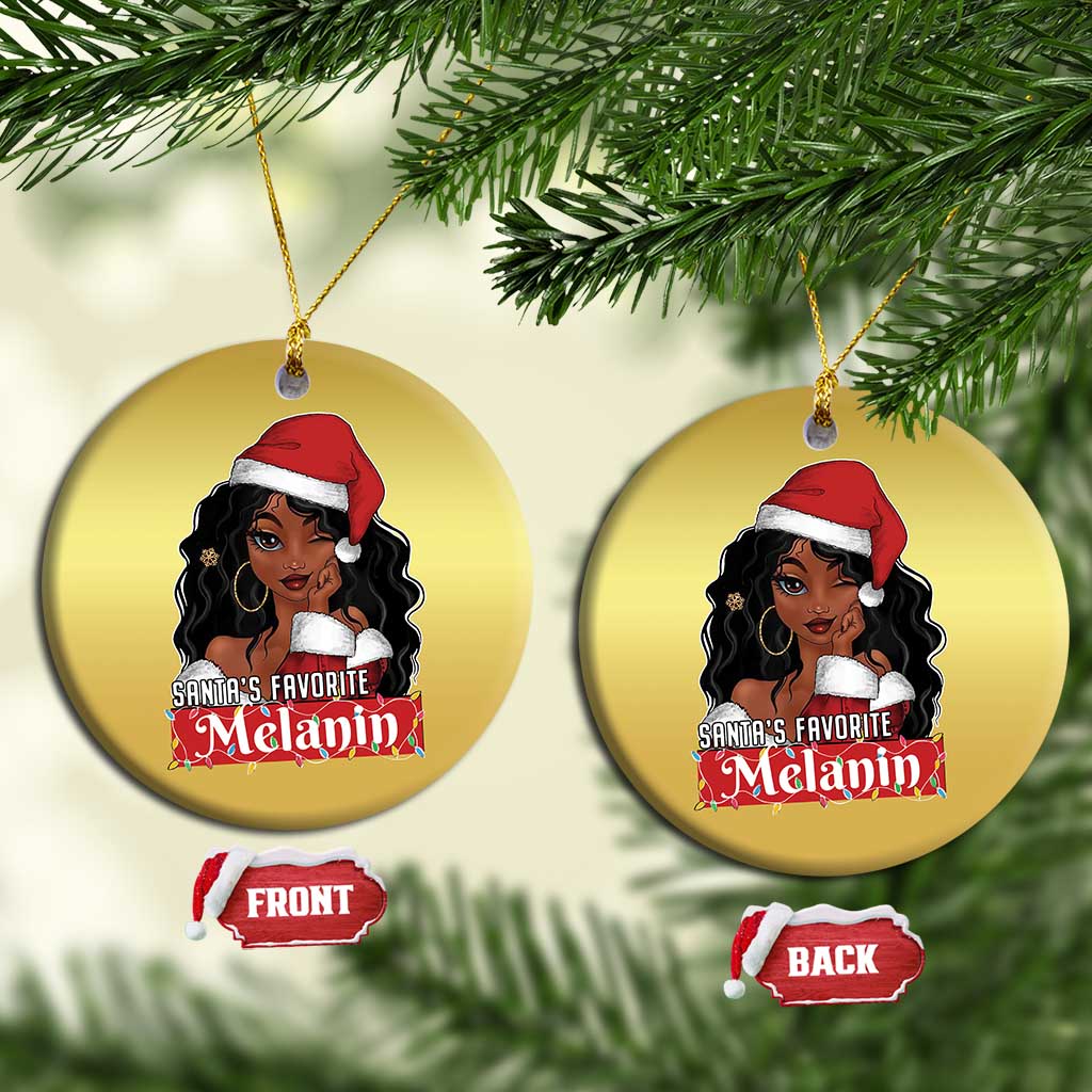 Xmas African American Christmas Ornament Santa's Favorite Melanin Black Santa Girl