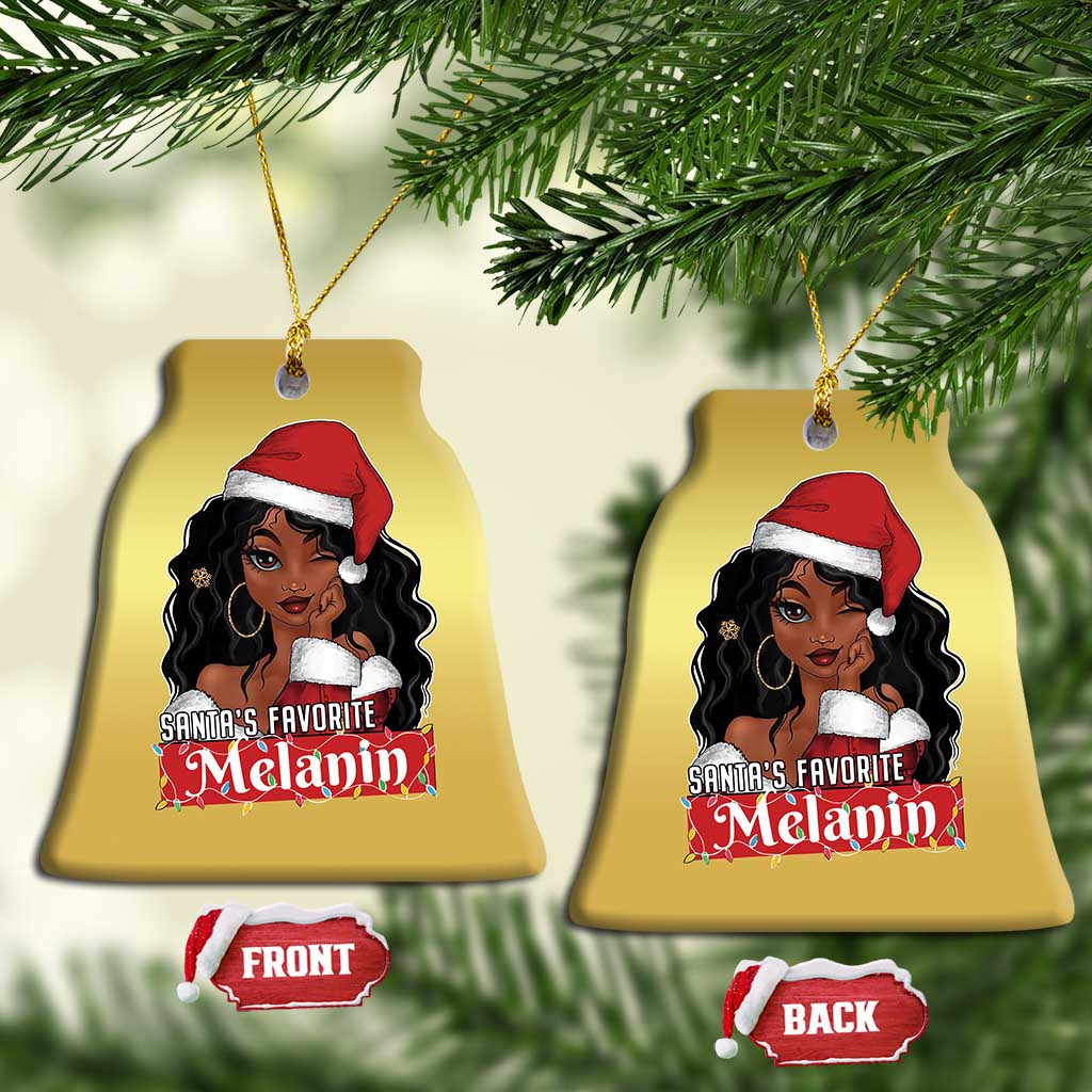 Xmas African American Christmas Ornament Santa's Favorite Melanin Black Santa Girl