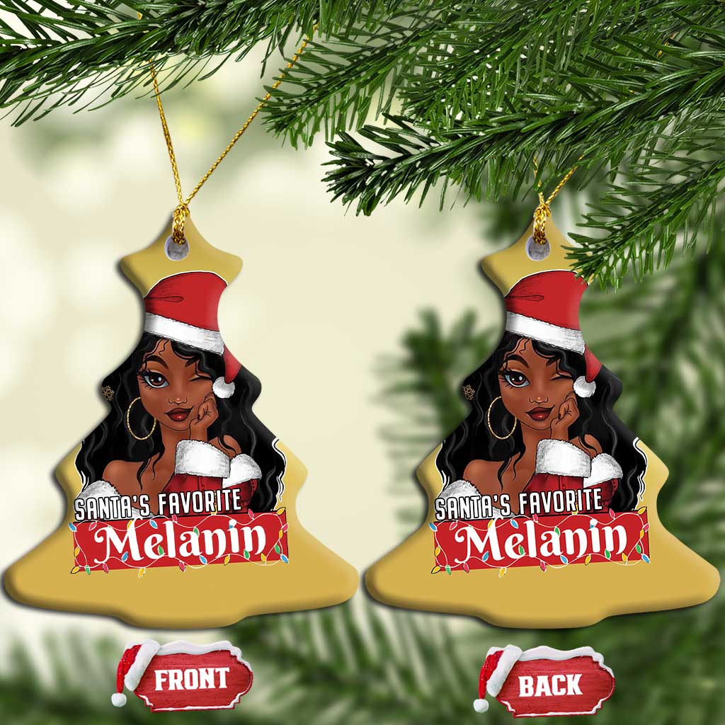 Xmas African American Christmas Ornament Santa's Favorite Melanin Black Santa Girl
