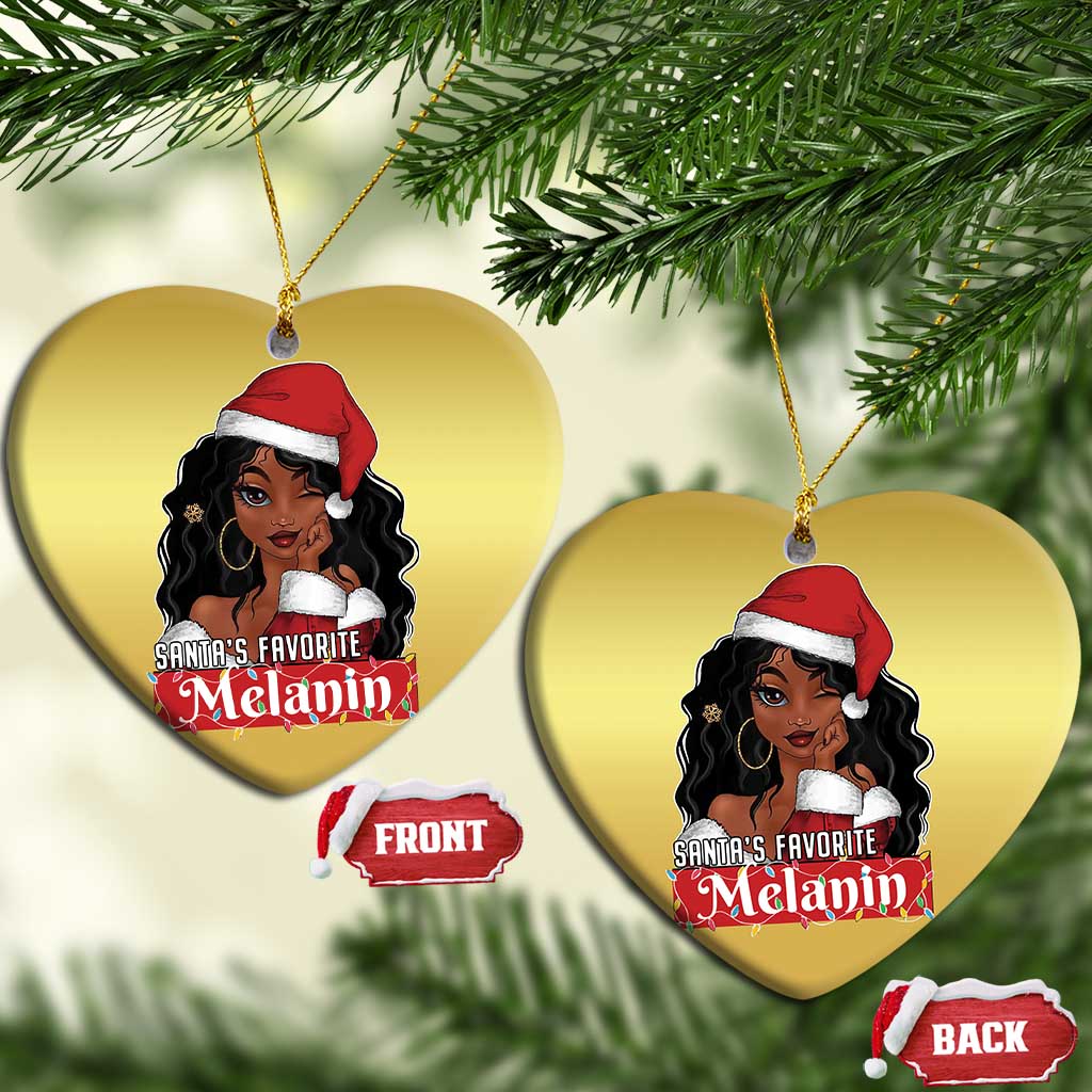 Xmas African American Christmas Ornament Santa's Favorite Melanin Black Santa Girl