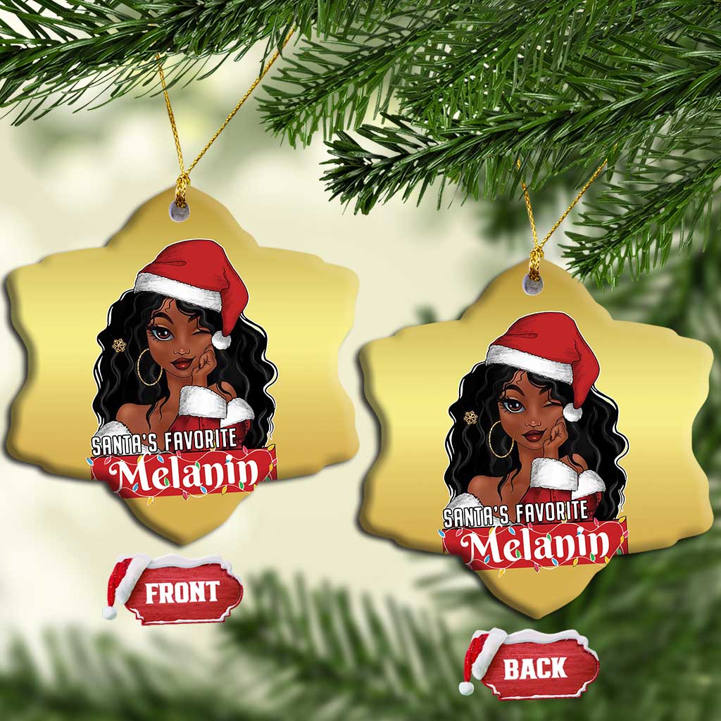 Xmas African American Christmas Ornament Santa's Favorite Melanin Black Santa Girl