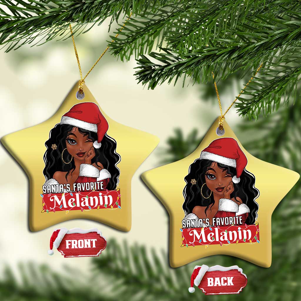 Xmas African American Christmas Ornament Santa's Favorite Melanin Black Santa Girl