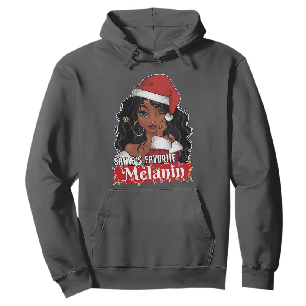 African American Christmas Hoodie Santa's Favorite Melanin Black Santa Girl