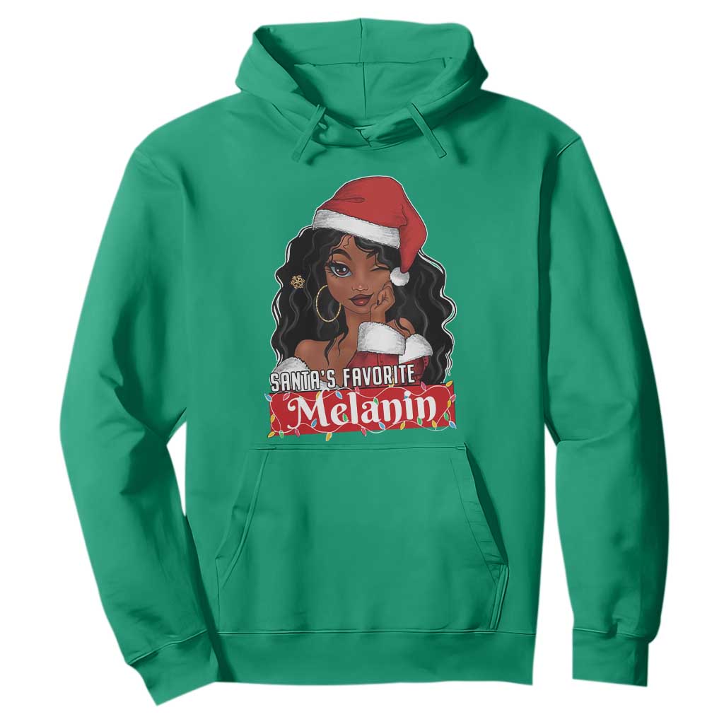African American Christmas Hoodie Santa's Favorite Melanin Black Santa Girl