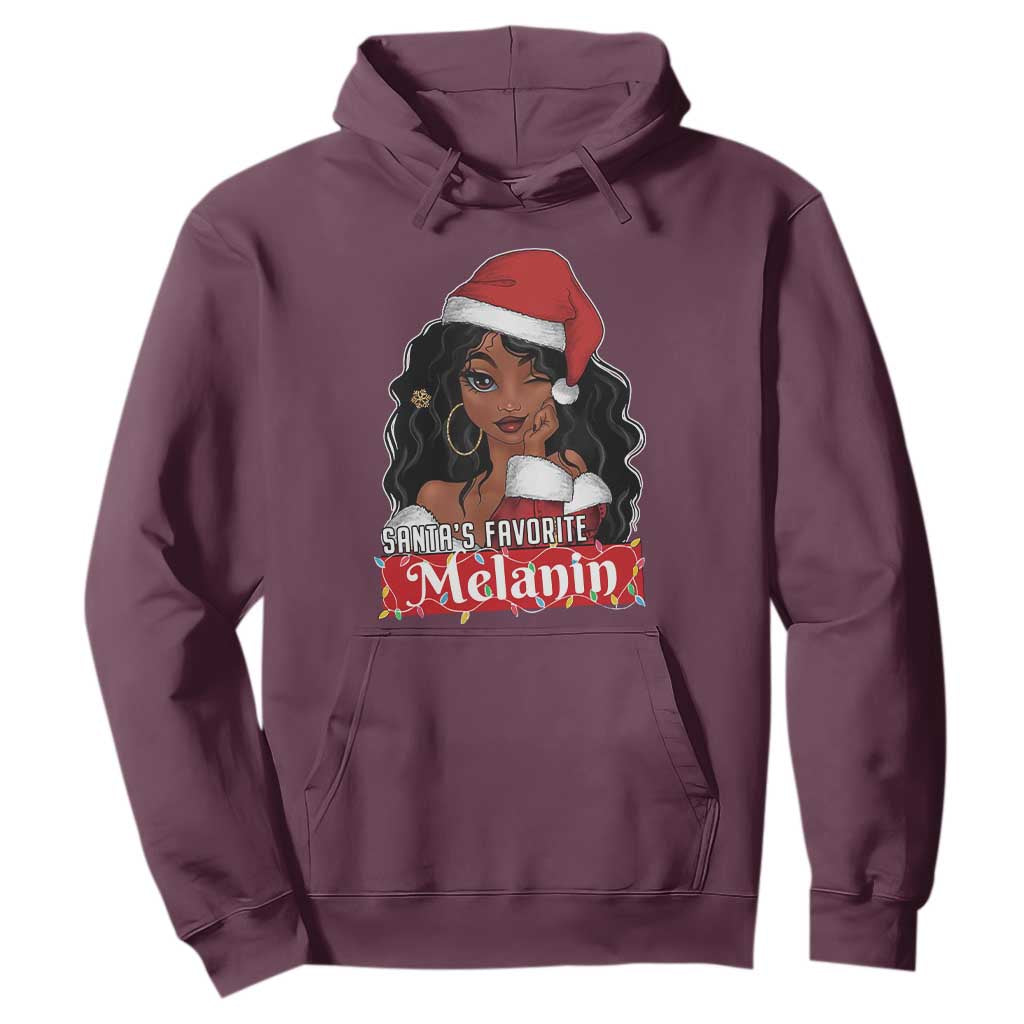 African American Christmas Hoodie Santa's Favorite Melanin Black Santa Girl