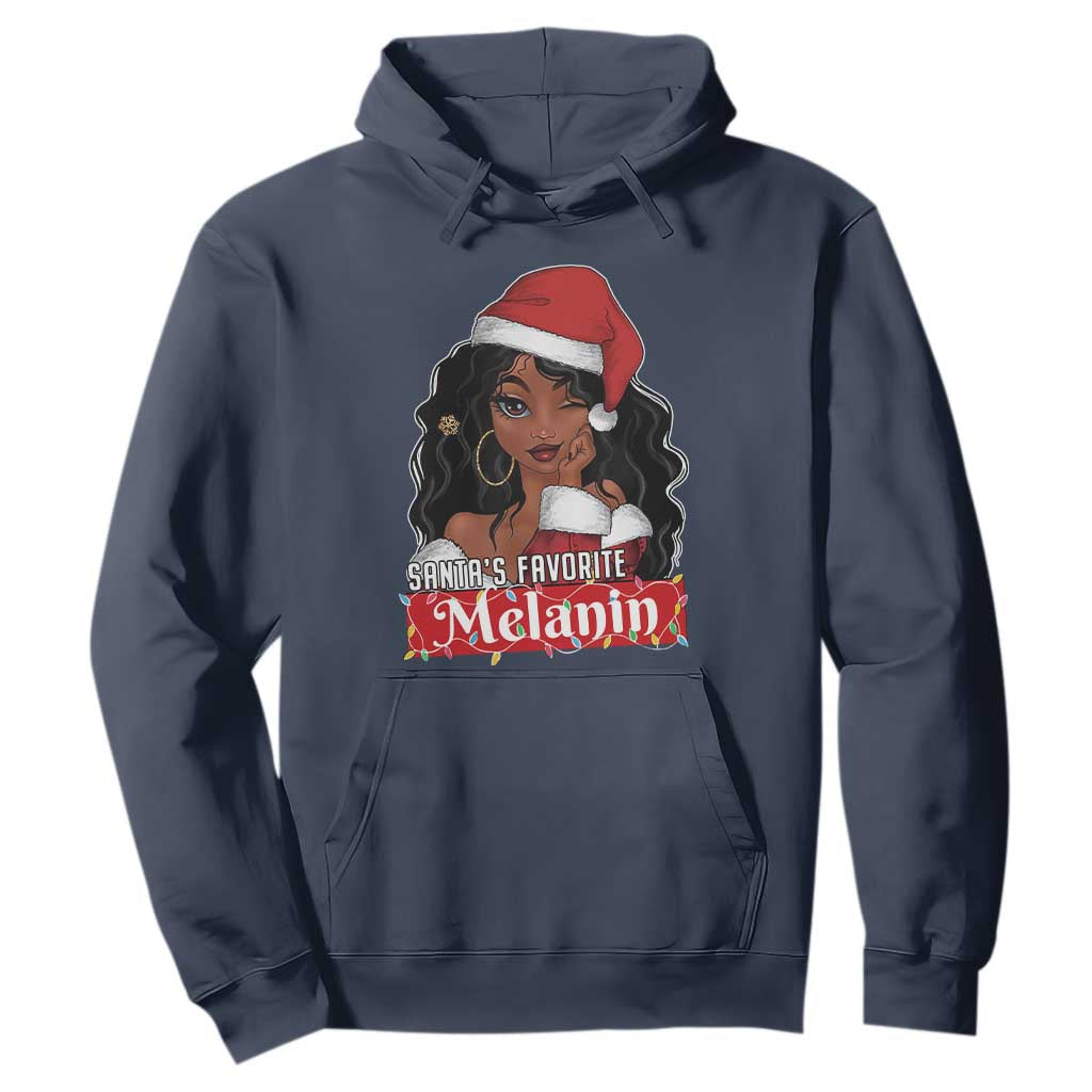 African American Christmas Hoodie Santa's Favorite Melanin Black Santa Girl