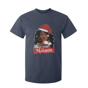 African American Christmas T Shirt For Kid Santa's Favorite Melanin Black Santa Girl