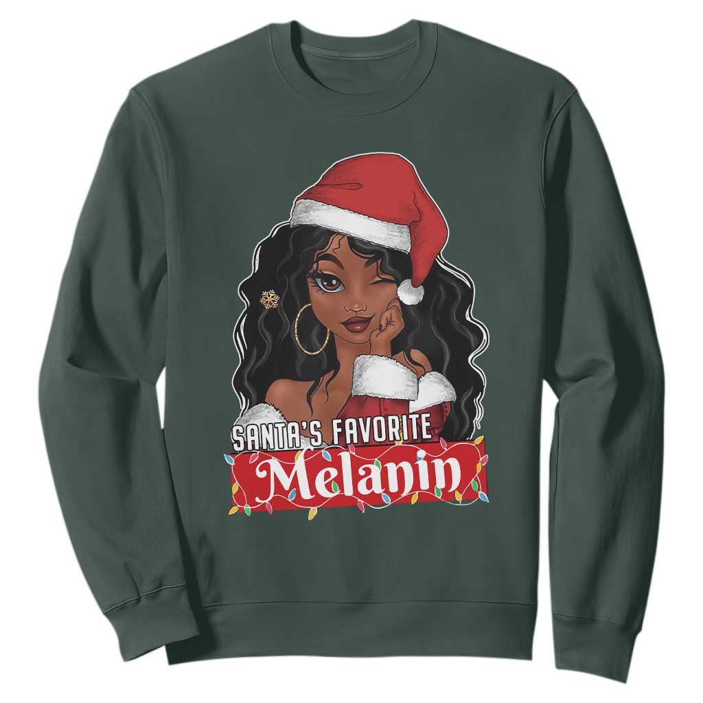 African American Christmas Sweatshirt Santa's Favorite Melanin Black Santa Girl