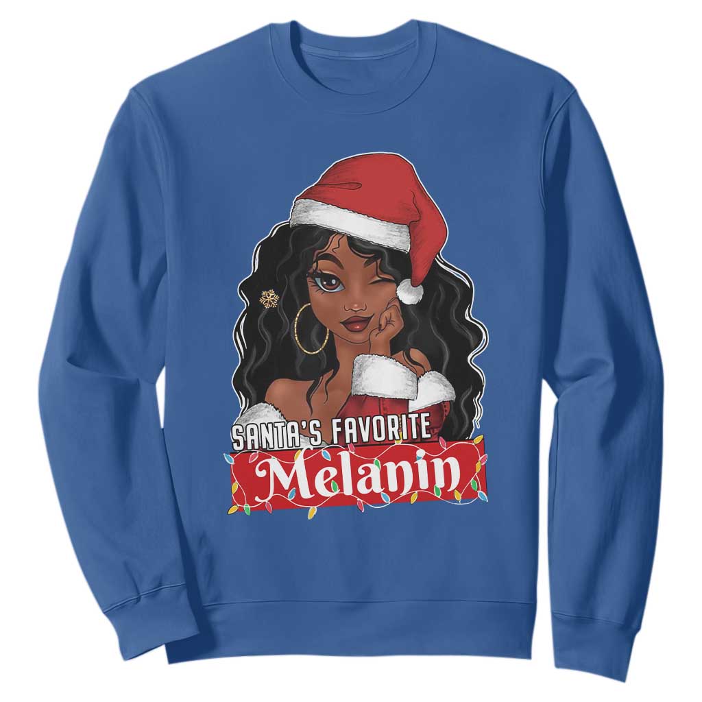 African American Christmas Sweatshirt Santa's Favorite Melanin Black Santa Girl