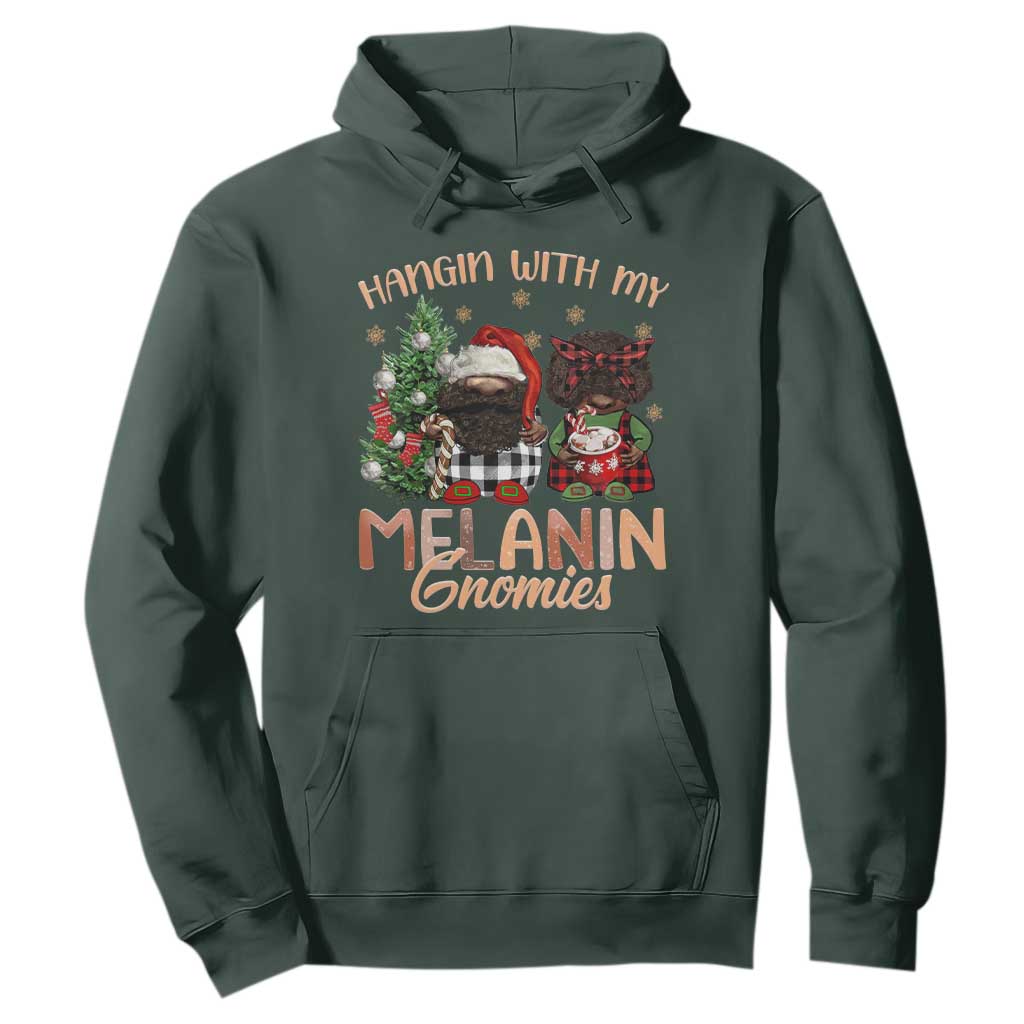 Funny Christmas African American Hoodie Hangin With My Melanin Gnomies Afro Gnomes