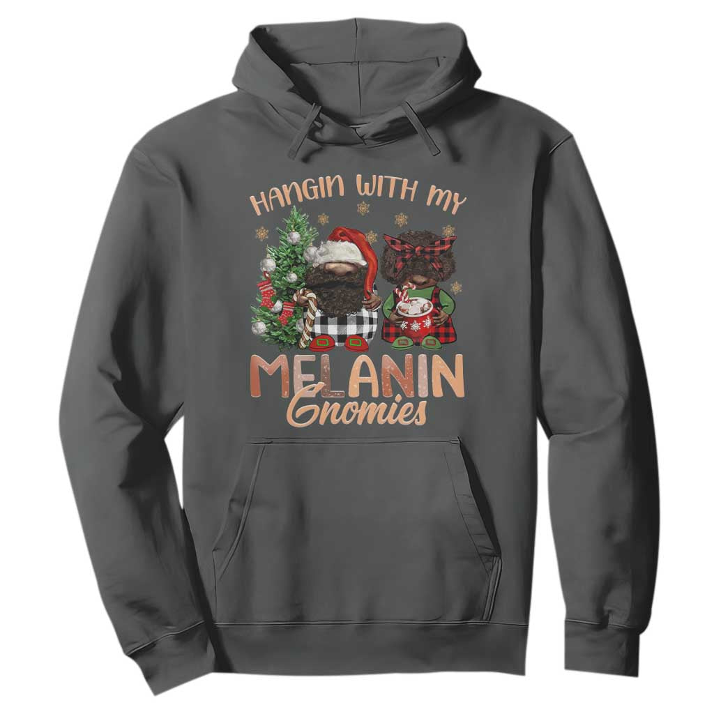 Funny Christmas African American Hoodie Hangin With My Melanin Gnomies Afro Gnomes