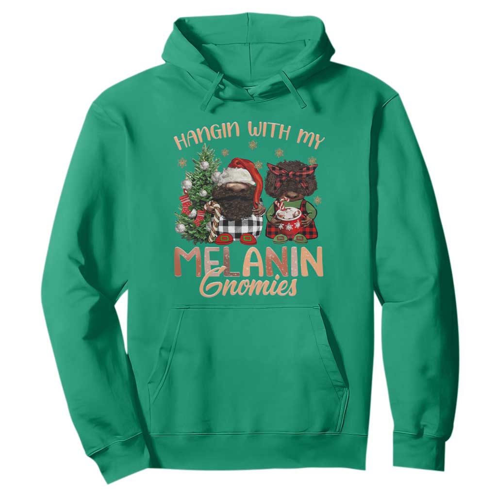 Funny Christmas African American Hoodie Hangin With My Melanin Gnomies Afro Gnomes