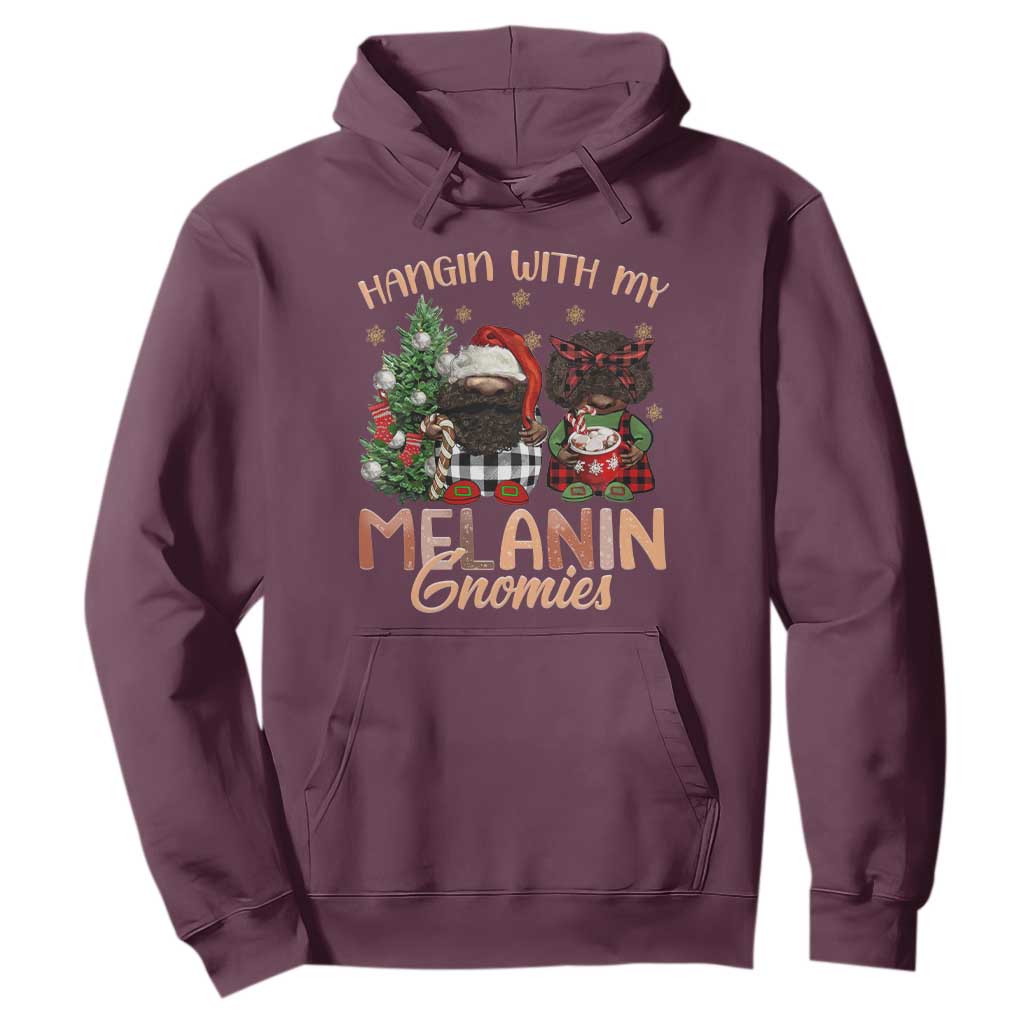Funny Christmas African American Hoodie Hangin With My Melanin Gnomies Afro Gnomes