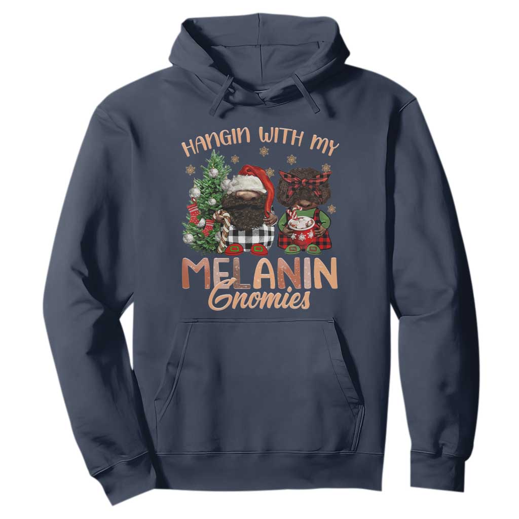 Funny Christmas African American Hoodie Hangin With My Melanin Gnomies Afro Gnomes