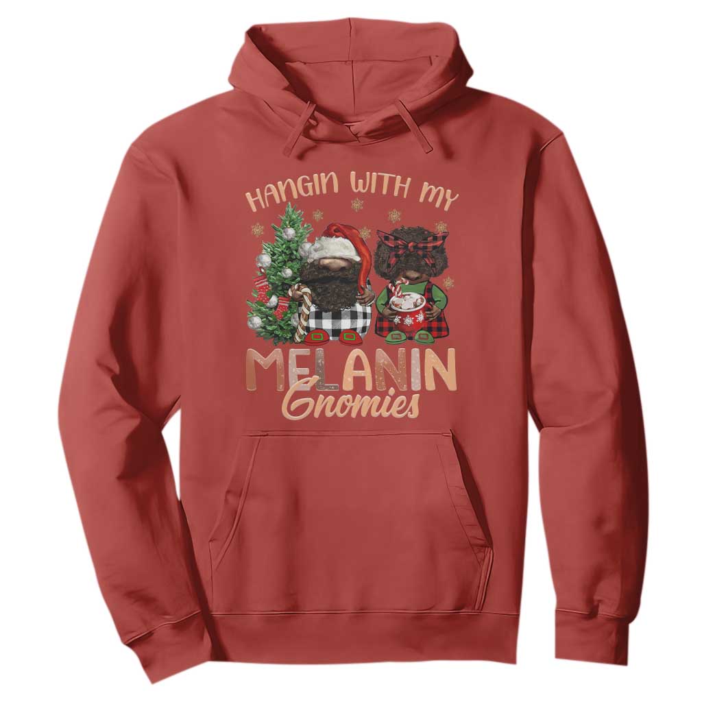 Funny Christmas African American Hoodie Hangin With My Melanin Gnomies Afro Gnomes